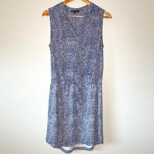 Hilary Radley Sleeveless Blue White Waist Tie Tunic Dress Size 8